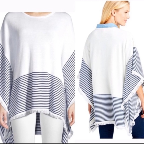 Vineyard Vines Stripe Cotton Poncho Size XS/S - Picture 1 of 8
